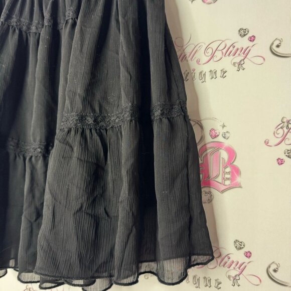Beechers brook skirt ruffle tiered hem lace detail black stretchy waist band - Picture 2 of 5